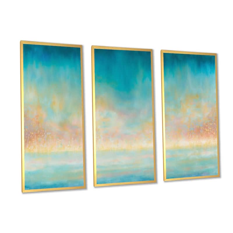Designart "The Awakening Of Dawn III" Abstract Liquid Ink Framed Canvas Wall Art Print 3